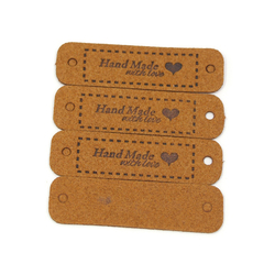 tábla HANDMADE WITHLOVE - ovális - 1,5x5,5 cm - rozsdabarna
