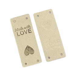 MADEWITHLOVE felirat - téglalap - 5x2 cm - bézs