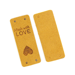 MADEWITHLOVE tábla - téglalap - 5x2 cm - mustár