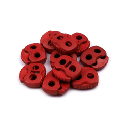 Rugós zsinór szabályozó két lyukkal 20x20 mm - sötétvörös