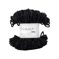 Pamutzsinór MILA 3 mm Glitter - fekete ezüst