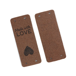 MADEWITHLOVE tábla - téglalap - 5x2 cm - csokoládébarna