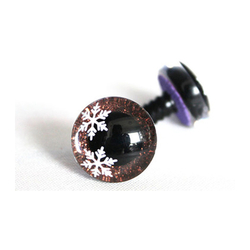 Glitteres, csillogó szem Ø 20 mm pelyhekkel - barna