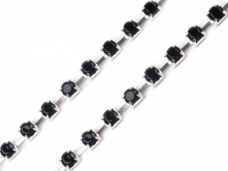 Kristály strasszlánc szélessége 2,9 mm - jet ezüst
