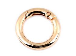 Karabiner gömbölyű táskára való / karika kulcsra Ø18 mm - rózsaszín arany