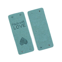 MADEWITHLOVE tábla - téglalap - 5x2 cm - kék szürke