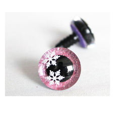 Glitteres, csillogó szem Ø 20 mm pelyhekkel - rózsaszín