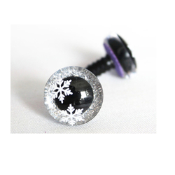 Glitteres, csillogó szem Ø 20 mm pelyhekkel - ezüst