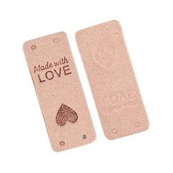 MADEWITHLOVE felirat - téglalap - 5x2 cm - világos rózsaszín
