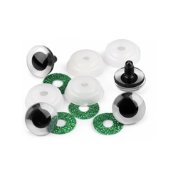 Glitteres, csillogó szem Ø 20 mm - zöld